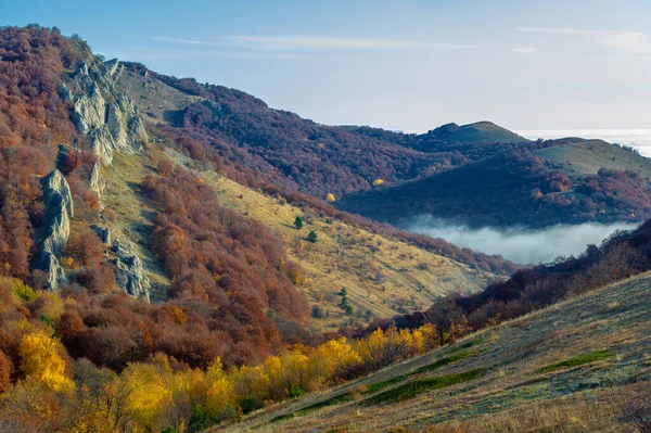 Foto Autunno Della Penisola Crimea Alto Sulle Montagne Sopra Nuvole — Foto Stock