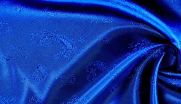 Tessuto Chiffon Seta Blu Con Stampa Paisley Questo Bel Disegno — Foto Stock