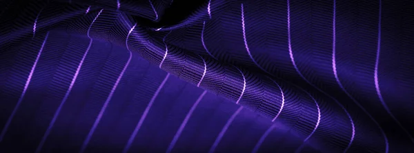 Dunkelblauer Seidenstoff Mit Dünnem Weißen Streifen Saphirin Strukturiertes Muster Textilverbund — Stockfoto