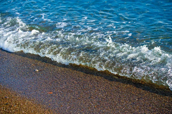 Profundidade Rasa Campo Vento Claro Ondas Vento Costeiro Fraco Local — Fotografia de Stock