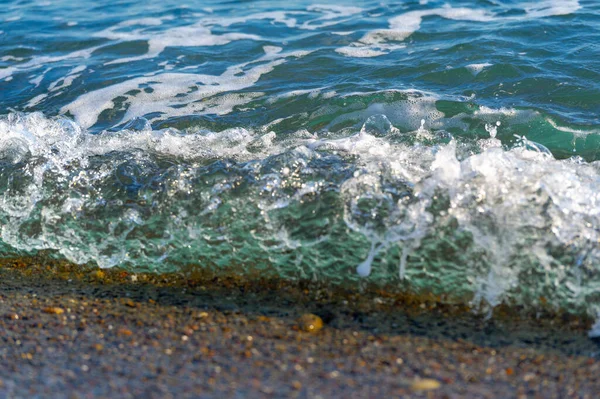 Profundidade Rasa Campo Vento Claro Ondas Vento Costeiro Fraco Local — Fotografia de Stock