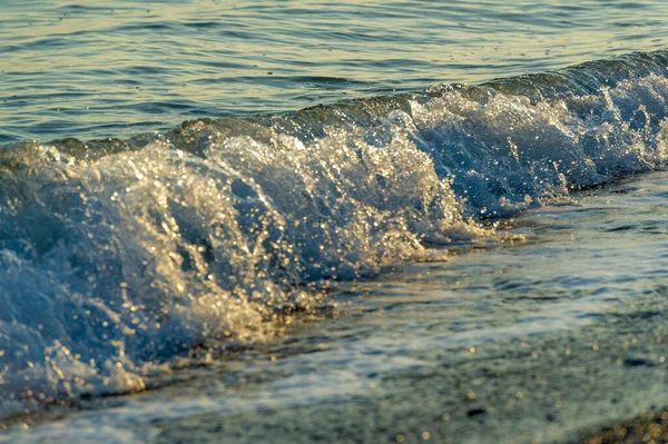 Profundidade Rasa Campo Vento Claro Ondas Vento Costeiro Fraco Local — Fotografia de Stock