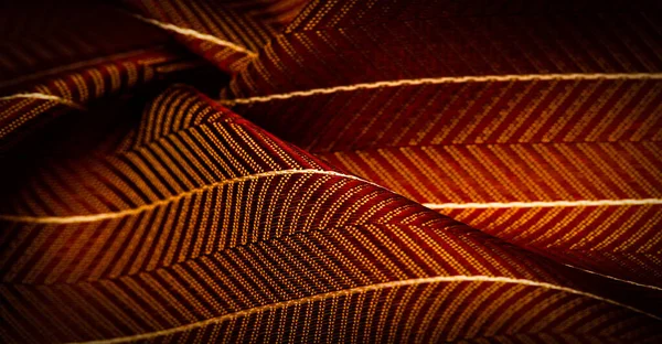 Tecido Seda Marrom Vermelho Escuro Com Uma Faixa Branca Fina — Fotografia de Stock