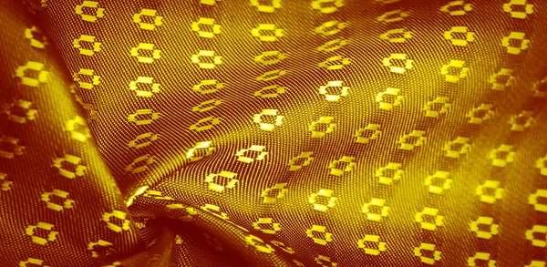 Hedvábná Tkanina Žlutého Zlata Malými Čtverečky Kosočtverci Bohatství Luxus Vašem — Stock fotografie