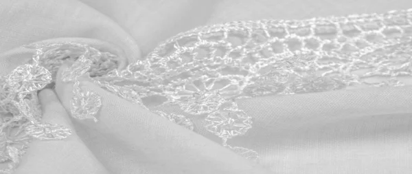 レースケープと春の白い絹 洗練されたエレガントな白いシルクや豪華なサテンは 抽象的な背景として使用することができます 背景の質感 ポストカードテンプレート — ストック写真