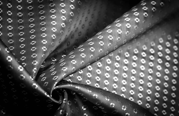 Tessuto Seta Nera Con Piccolo Motivo Quadrati Rombi Ricchezza Lusso — Foto Stock