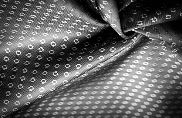 Tessuto Seta Nera Con Piccolo Motivo Quadrati Rombi Ricchezza Lusso — Foto Stock