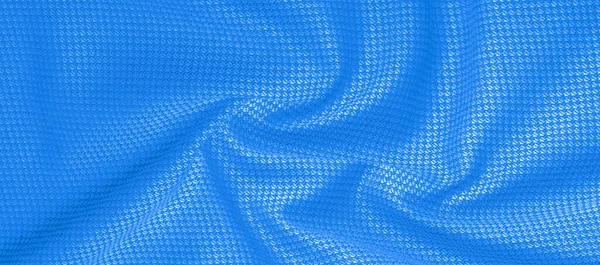 Tela Lana Color Azul Mano Súper Suave Esponjosa Patrón Abierto — Foto de Stock