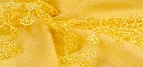 Seda Amarela Primavera Com Capas Renda Seda Âmbar Elegante Elegante — Fotografia de Stock