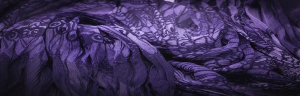 Dark Lilac Blue Silk Fabric Floral Pattern Wavy Corrugation Fine — Stock Photo, Image