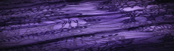 深色淡紫色蓝色丝绸面料 花纹图案 波纹波纹 织物表面的浪花 背景质地 装饰品 — 图库照片