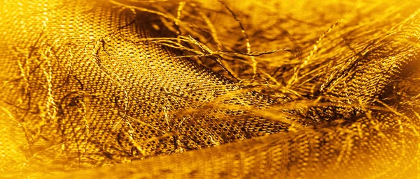Background Texture Decorative Ornament Yellow Gold Silk Fabric Woven Threads — Stock Photo, Image