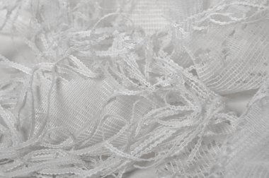 Beyaz tül kumaş dokusu, yumuşak malzemeli lüks tül kumaş deseni. Doku, arkaplan, desen.