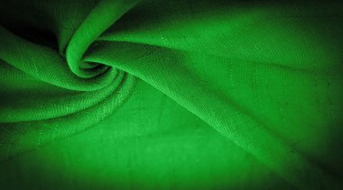 Yeşil kumaş, derin zümrüt ipeği, koyu yeşil dokuma kumaş dokusu arka plan. Dekoratif eşyalar yakın plan. Duvar kağıdı dokusu, arkaplan