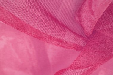 Kırmızı (kırmızı) ipek kumaş, kırmızı (ipek) ve güllerin soyut arkaplanı. Kumaşlı kumaş. Uzayı kopyala Tasarım elemanı. Sevgililer Günü. Doku deseni, süs, arkaplan