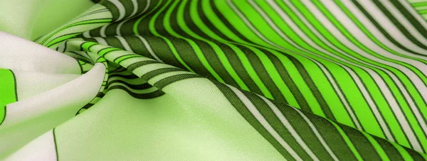 İpek kumaş, geometrik kesişim çizgileri, farklı tonlarda düz çizgilerin yeşil ve beyaz deseni, geometrik desen, doku