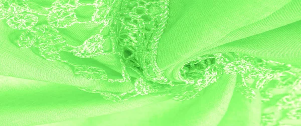 レースケープと春の緑のシルク 滑らかなエレガントな緑のシルクや豪華なサテンは抽象的な背景として使用することができます 背景の質感 ポストカードテンプレート — ストック写真