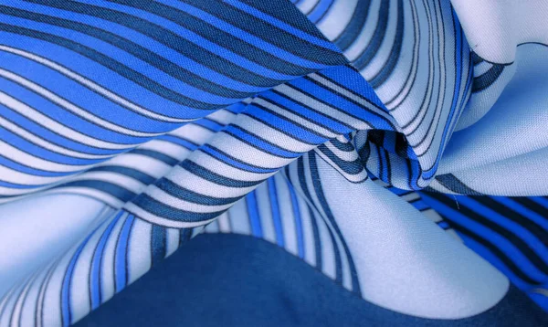 Silk Fabric Geometric Intersecting Lines Blue White Pattern Straight Lines — Stock Photo, Image