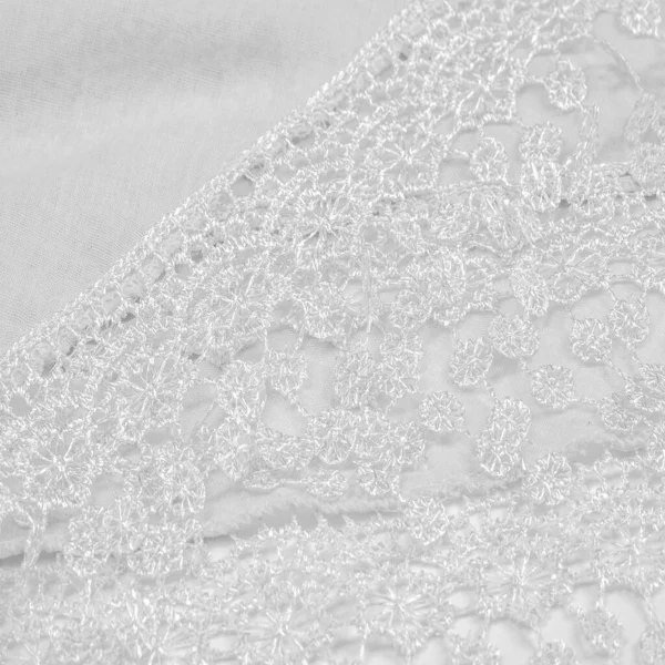 Spring white silk with lace capes. Sleek, elegant white silk or luxe satin can be used as an abstract background. Background texture, postcard template