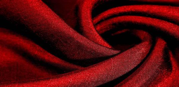 Красная Ткань Абстрактный Красный Фон Натуральной Ткани Хлопок Текстура Фон — стоковое фото