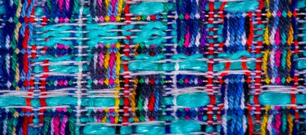 Background Texture Pattern Winter Fabric Warm Big Braided Thread Blue — Stock Photo, Image