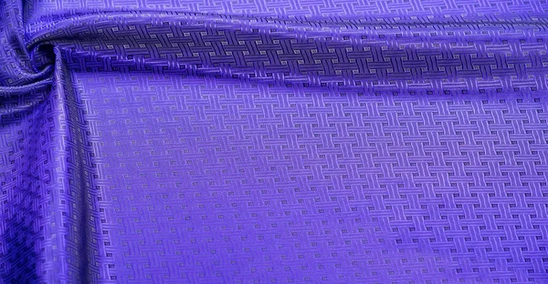 Modrá Hedvábná Tkanina Jemným Kostkovaným Vzorem Struktura Pozadí Vzor — Stock fotografie