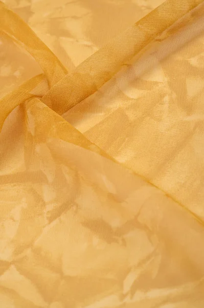 Yellow Silk Fabric Abstract Amber Silk Background Fabric Texture Drapery — Stock Photo, Image