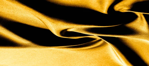 金色の黄色の絹の生地 パノラマ写真 アトラスは美しいと王室の絹の生地です 輝く輝き パターンを持っています — ストック写真
