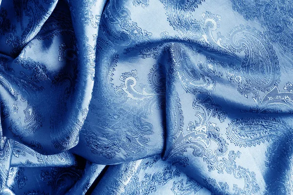 Desen Arkaplan Koyu Mavi Lacivert Safirin Desenli Allık Kumaş Geleneksel — Stok fotoğraf