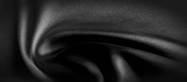 Чорна Шовкова Тканина Панорамна Фотографія Атлас Красива Королівська Шовкова Тканина — стокове фото