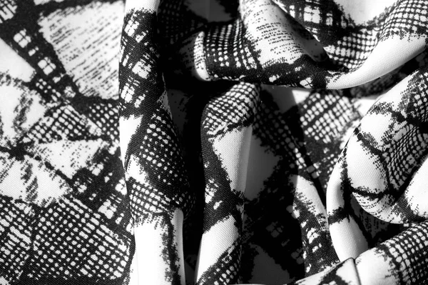 doku, arkaplan, desen. Siyah soyut figürlü beyaz kumaş. İlham her projenin özünde yatar. Güzel bir tasarım yapsanız da yapsanız da fark etmez.,