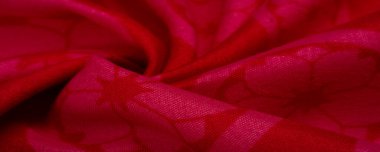 Doku, arkaplan, desen, kırmızı kumaş soyut desenli beyaz bir çiçek, tafta. Bu bir pamuk kumaş. Plastiklik ve sertlik farkları var. Bundan sonra, tasarımın harika..