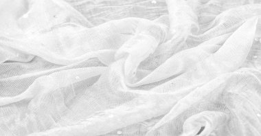 Klasik ve modern tasarım kütüphanesiyle tanınan renkli parıltılı şeffaf beyaz kumaş. doku, arkaplan 