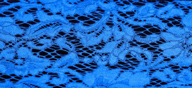 Mavi dantel kumaş, kabartmalı dantel kumaş, her iki tarafında da istiridye. Projeleriniz için uygun, tasarım, vesaire. Doku, arkaplan