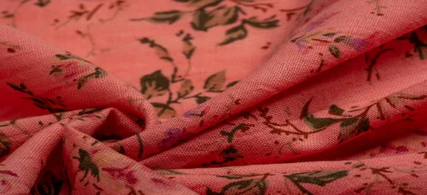 Текстура Фон Узор Розовая Хлопчатобумажная Ткань Отпечатком Цветов — стоковое фото