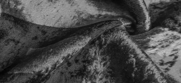 Doku Arkaplan Desen Tasarım Siyah Beyaz Kadife Kumaş Yoğun Ipek — Stok fotoğraf
