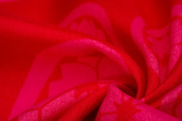 Textura Fondo Patrón Tela Roja Con Patrón Abstracto Una Flor —  Fotos de Stock