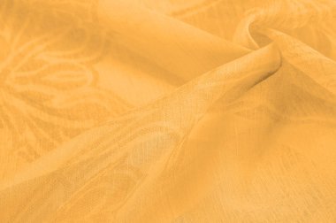 İpek Cambric, Cambric - çok ince şeffaf yumuşak paralı kumaş, kehribar sarısı. Doku, arkaplan, desen, his