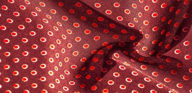 Kırmızı benekli kırmızı ipek kumaş. Açık ve yumuşak saten kolye tasarımın için mükemmel, online projeler. Doku arkaplanı, desen, 