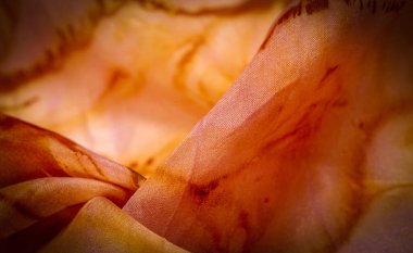 doku, arkaplan, desen, soyut baskılı turuncu ipek kumaş, zemin, bağlam, düşkün, folyo, alan