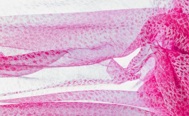 Beyaz kırmızı rengin dokusu, arkaplanı, deseni, ipek kumaşı tekstil. Özellikleri, daha esnek ve tasarlanması daha kolay olduğu için dokuma malzemesinden farklıdır..