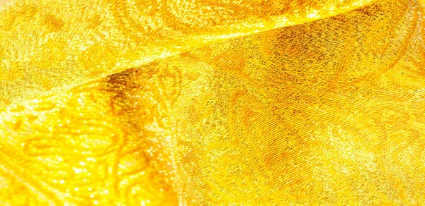 Tecido Brocado Ouro Amarelo Tecido Brocado Organza Pastor Com Uma — Fotografia de Stock