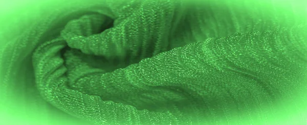 Textura Fondo Patrón Tela Seda Verde Con Pequeña Ondulación Suelo — Foto de Stock