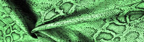 Tela Con Patrón Piel Serpiente Verde Tela Africana Foto Diseñador — Foto de Stock
