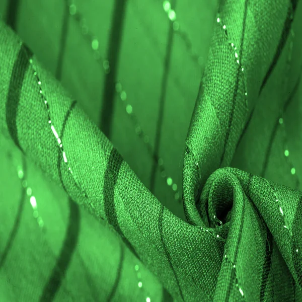 Kain Zamrud Hijau Dengan Garis Lurex Sempurna Untuk Style Design — Stok Foto