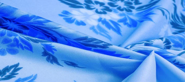Texture Background Pattern Delicate Blue Silk Floral Print Exceptionally Lightweight — Stock Photo, Image