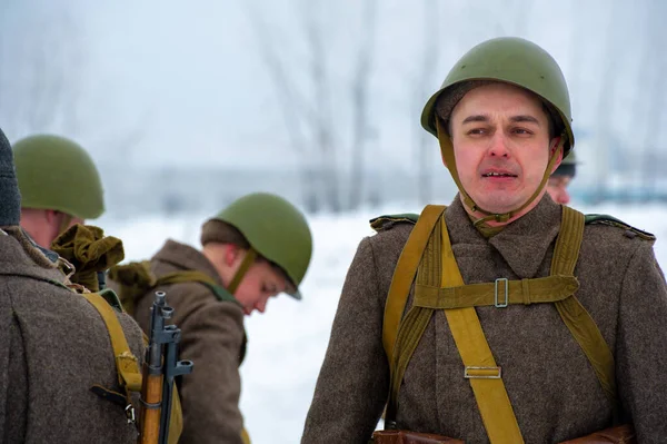 Winterlandschap Wederopbouw Van Militaire Operaties Van Grote Patriottische Oorlog Met — Stockfoto