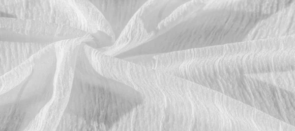 Seidenstoff Die Textur Des Weißen Runzeligen Gewebes Weiße Runzelige Wellige — Stockfoto