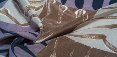 Bir deseni olan ipek kumaş. Gri ve mavinin tonları. Doku. Geçmişi. desen.