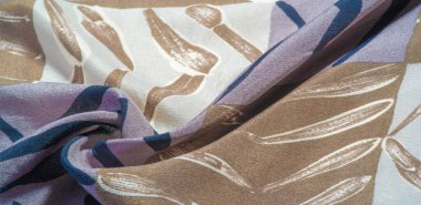 Bir deseni olan ipek kumaş. Gri ve mavinin tonları. Doku. Geçmişi. desen.